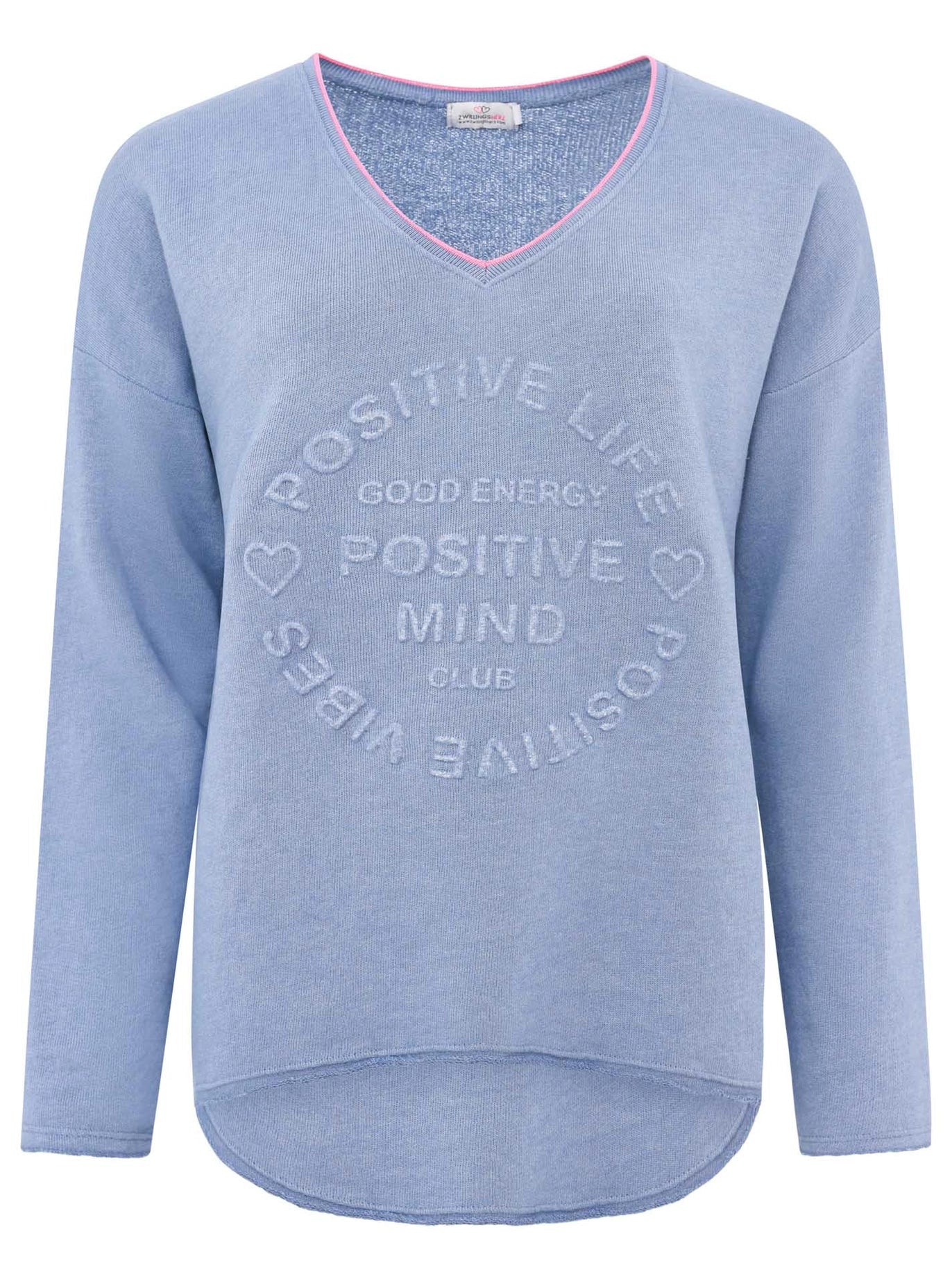 Sweat Pullover Neonkante "Positive Mind" Jeansblau