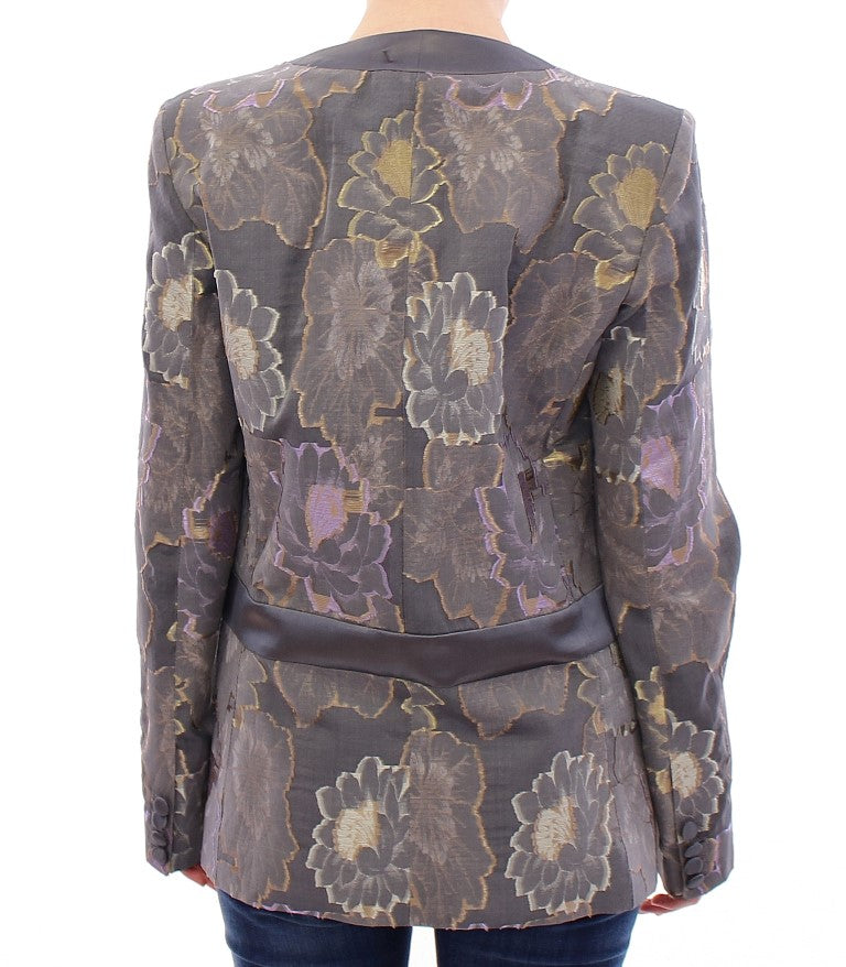 Roberto Fragata Multicolor Blazer aus geblümter Seide und Baumwolle