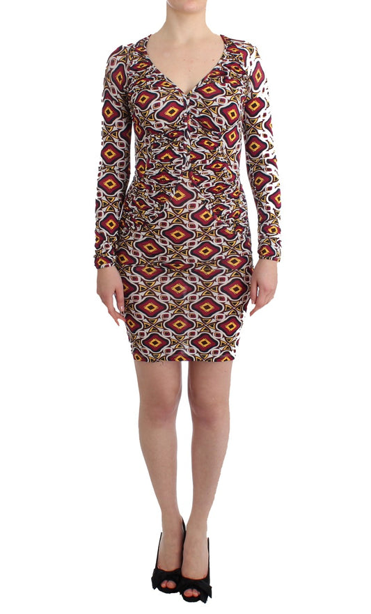 GF Ferre Multicolor Langärmeliges Viskose-Schiebekleid