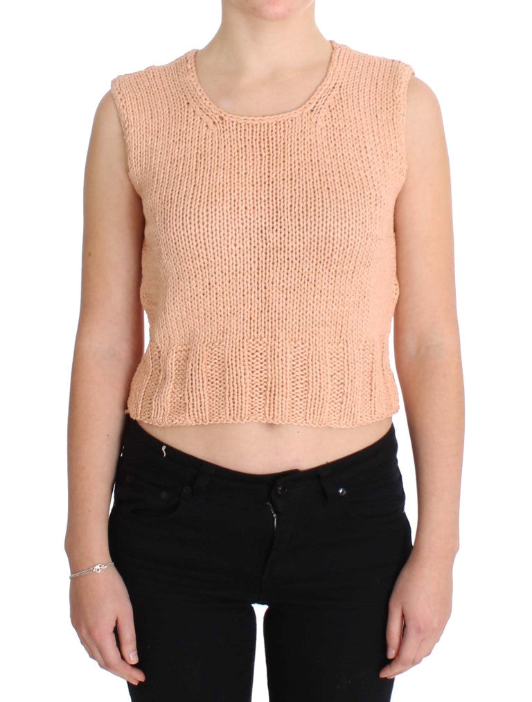 PINK MEMORIES Rosa Strickpullover ohne Ärmel aus Baumwollmischung