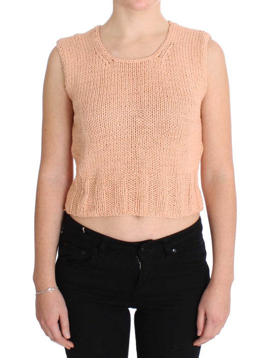 PINK MEMORIES Rosa Strickpullover ohne Ärmel aus Baumwollmischung
