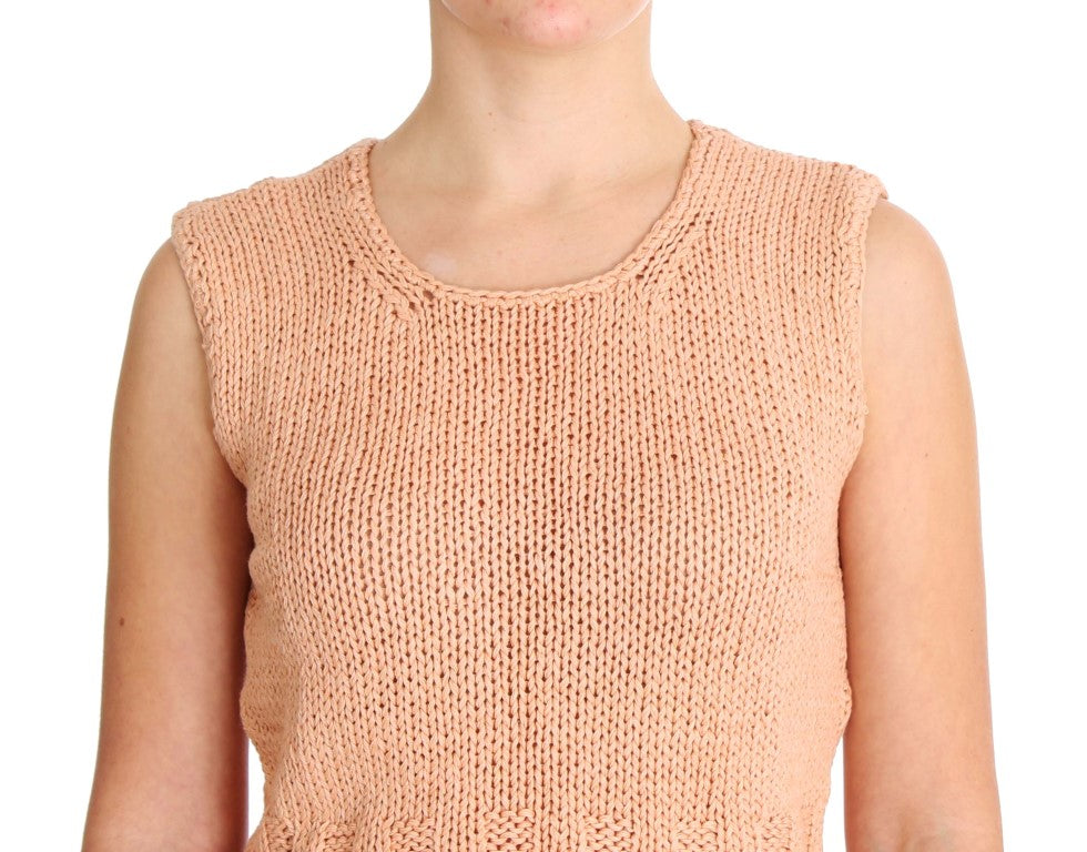 PINK MEMORIES Rosa Strickpullover ohne Ärmel aus Baumwollmischung