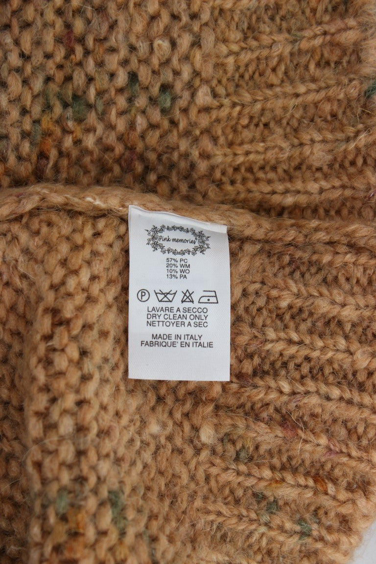 PINK MEMORIES Brauner Wollmischung gestrickter Pullover in Übergröße
