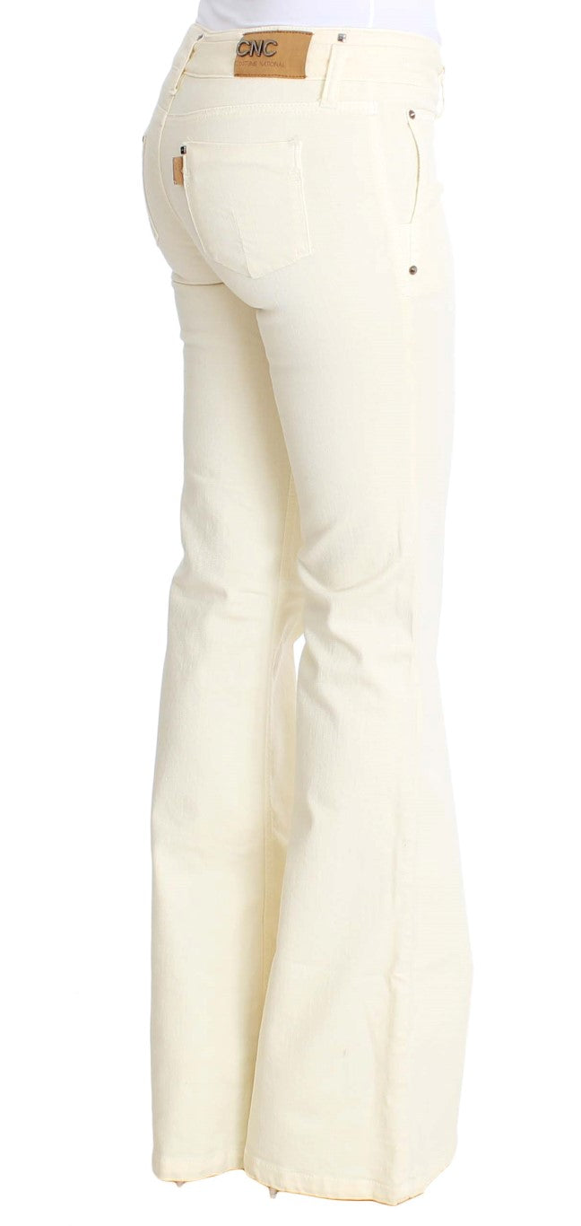 Costume National Weiße Baumwoll-Stretch-Schlagjeans