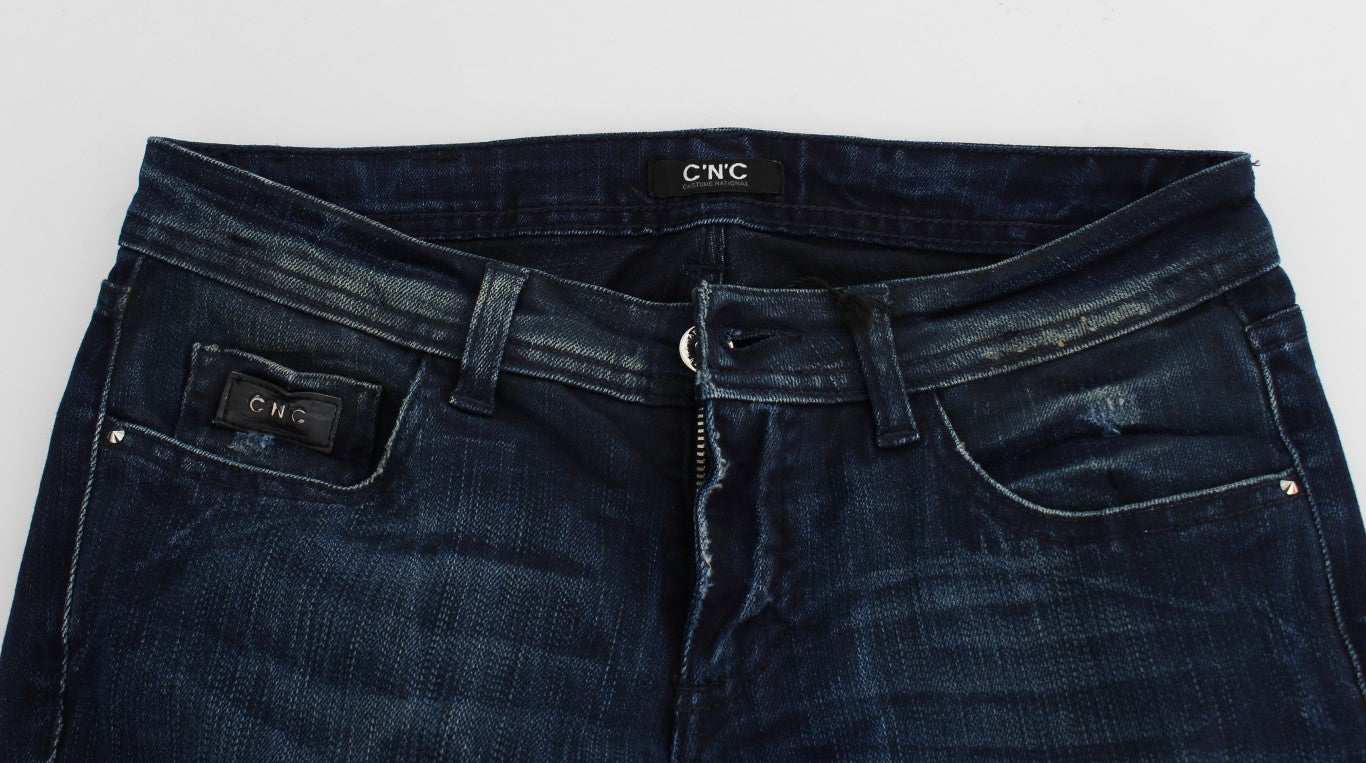 Costume National Blaue Waschung Baumwolle Slim Fit Skinny Jeans