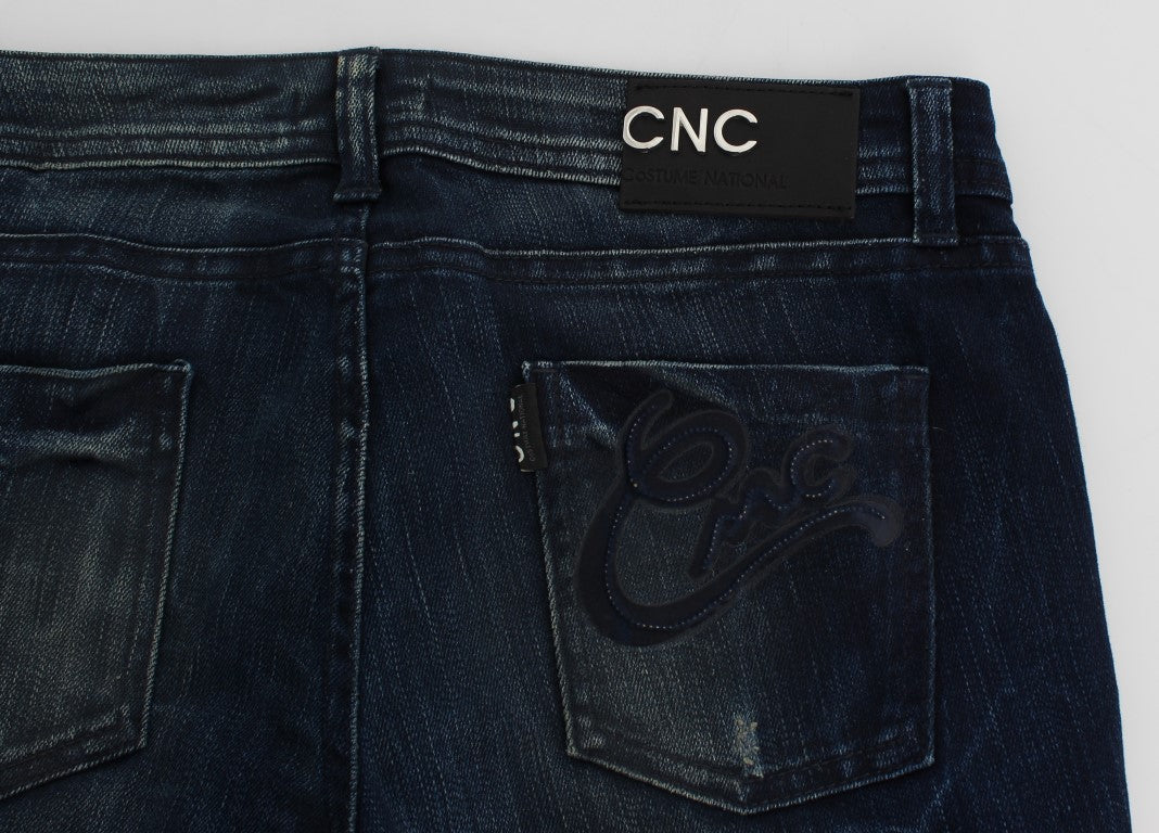 Costume National Blaue Waschung Baumwolle Slim Fit Skinny Jeans