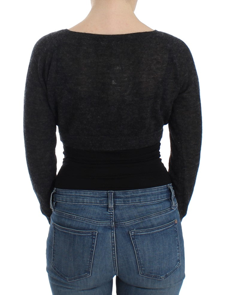 Ermanno Scervino Grauer Strickpullover aus Wolle