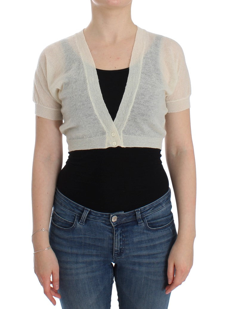 Ermanno Scervino Weißer Woll-Cardigan-Pullover