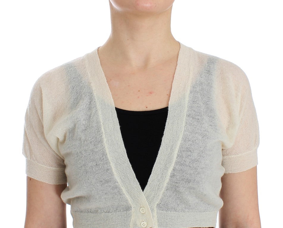 Ermanno Scervino Weißer Woll-Cardigan-Pullover
