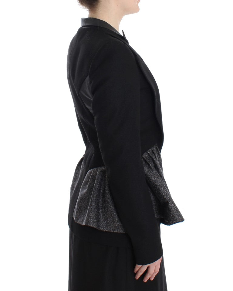 KAALE SUKTAE Schwarzer Kurzer Blazermantel Biker Jacke