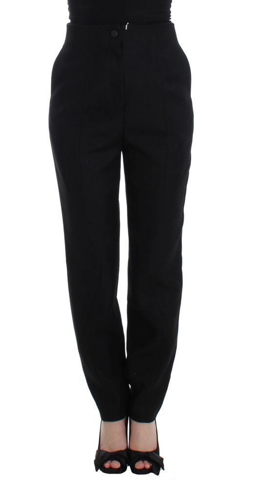 KAALE SUKTAE Schwarze High Waist Straight Slim Dress Hose