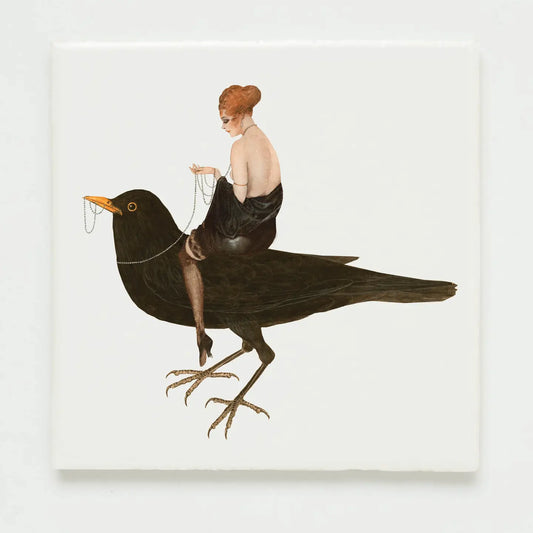 Wandfliese „Lady Blackbird“ Vintage-Collage