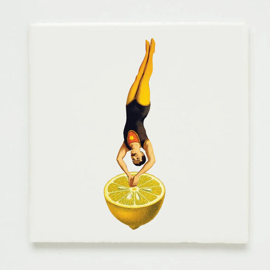 Wandfliese „Lemon Dive“ Vintage-Collage