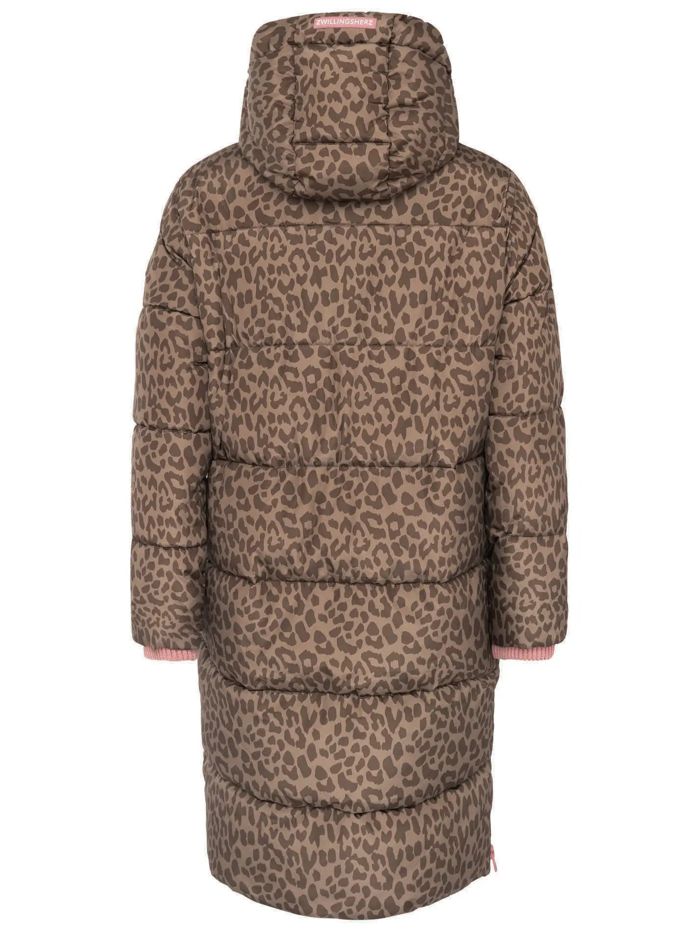 Langer Steppmantel "Leo AOP" Taupe
