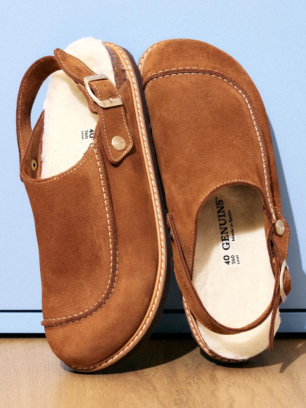 Leder-Clog Galbano“ Veloursleder Mandel