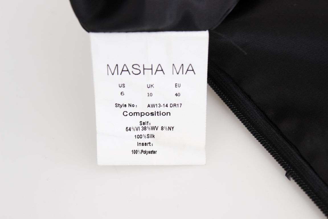 Masha Ma Schwarzes trägerloses verschönertes Bleistiftkleid