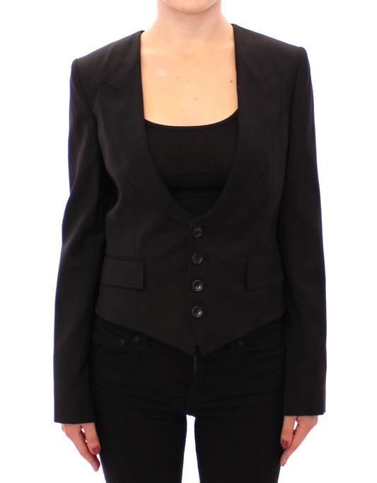 Dolce & Gabbana Schwarze Seidenschal-Blazerjacke