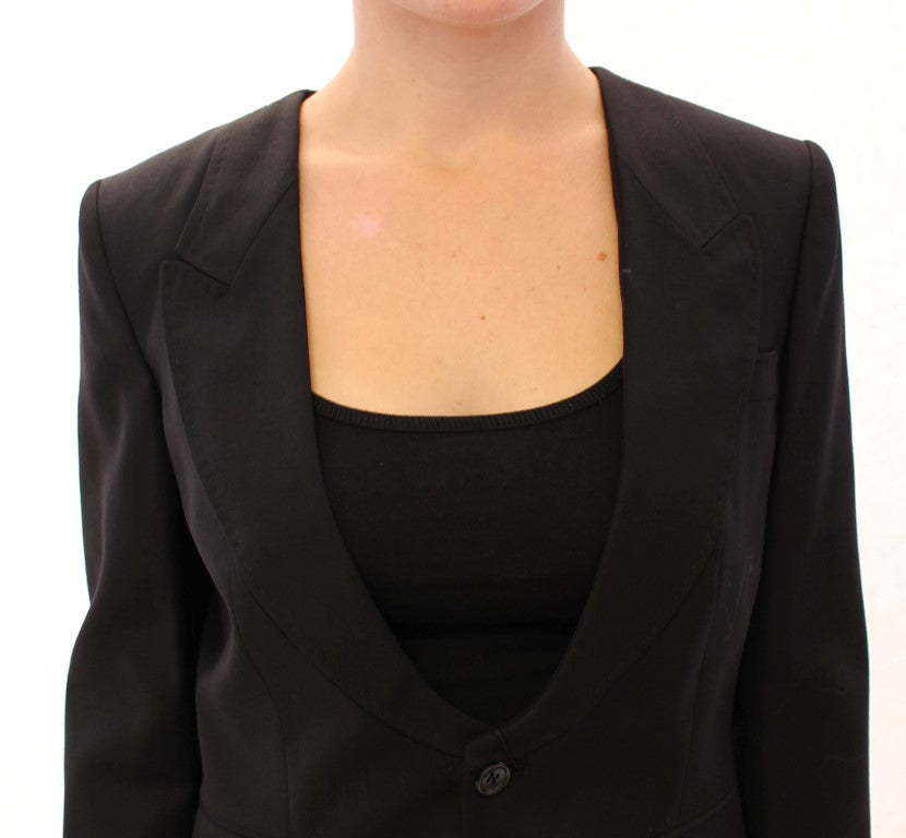 Dolce & Gabbana Schwarze Seidenschal-Blazerjacke