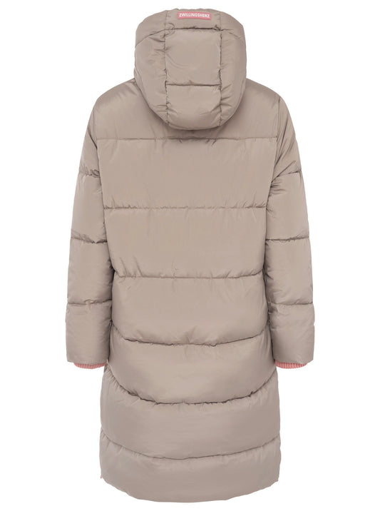 Langer Steppmantel "Cozy" Taupe