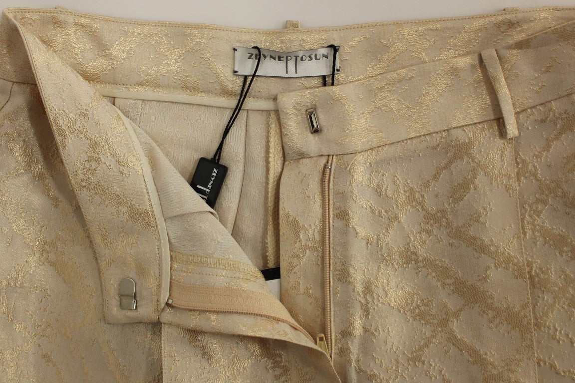 Zeyneptosun Beige Brokat Shorts über dem Knie