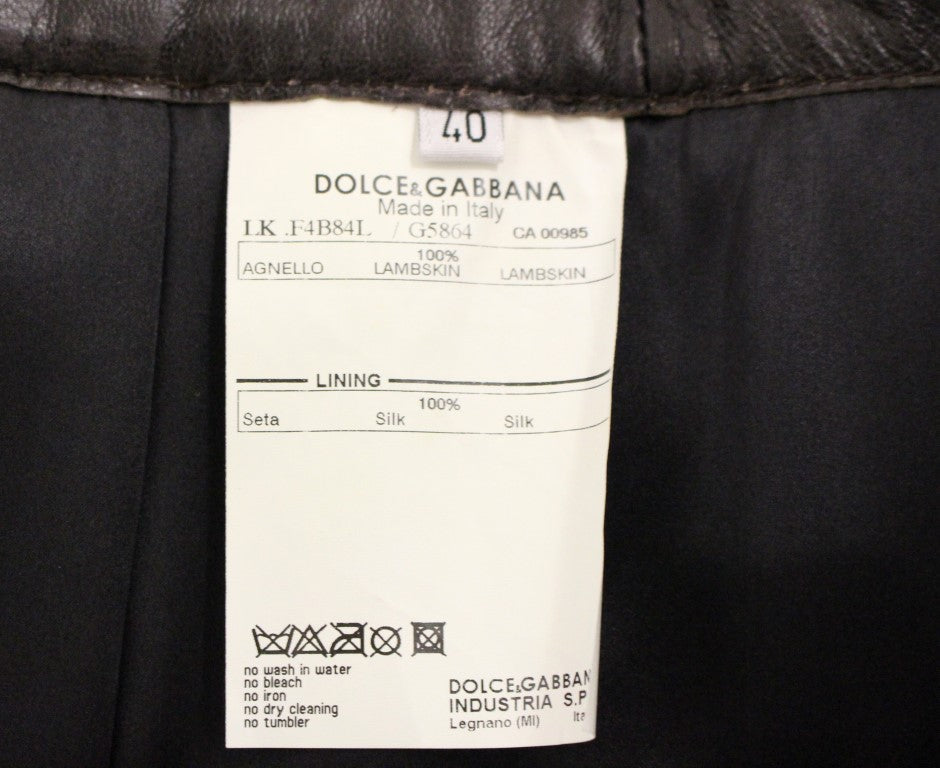 Dolce & Gabbana Brauner gerader Rock aus Patchwork-Leder