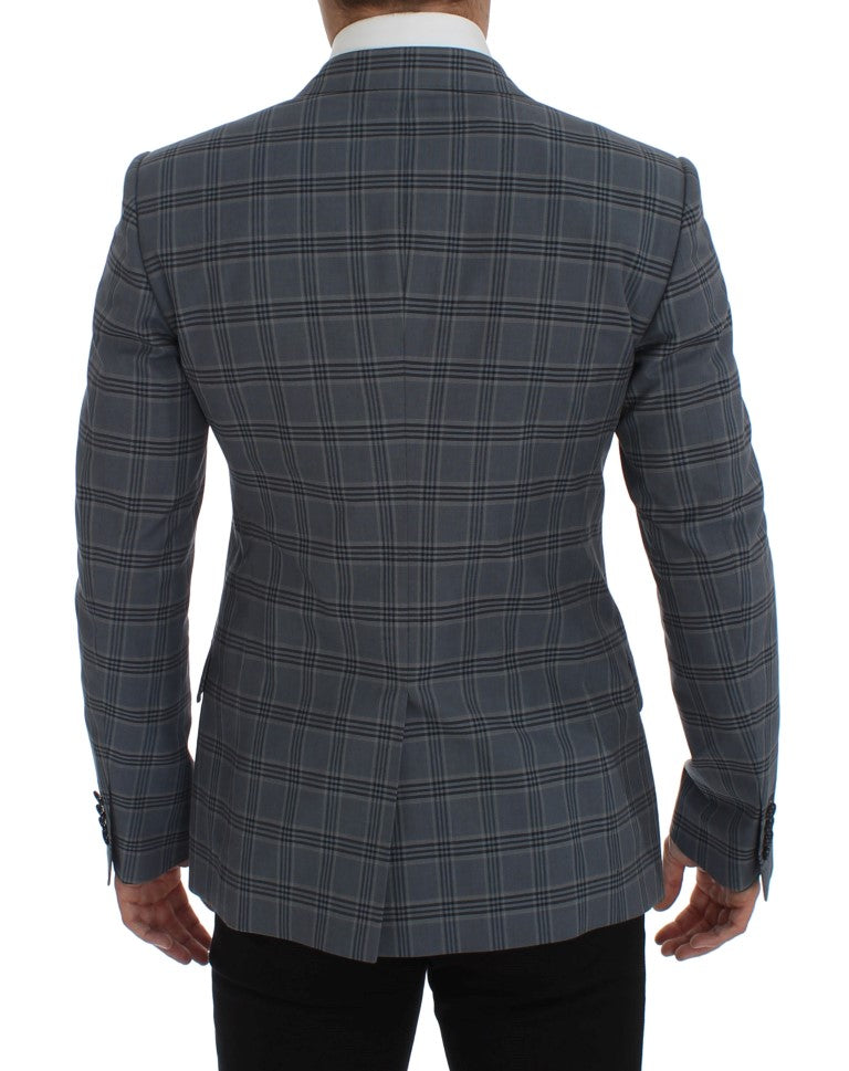 Dolce & Gabbana Blau karierte Slim Fit Blazer Jacke