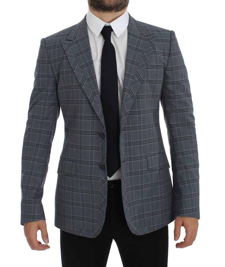 Dolce & Gabbana Blau karierte Slim Fit Blazer Jacke