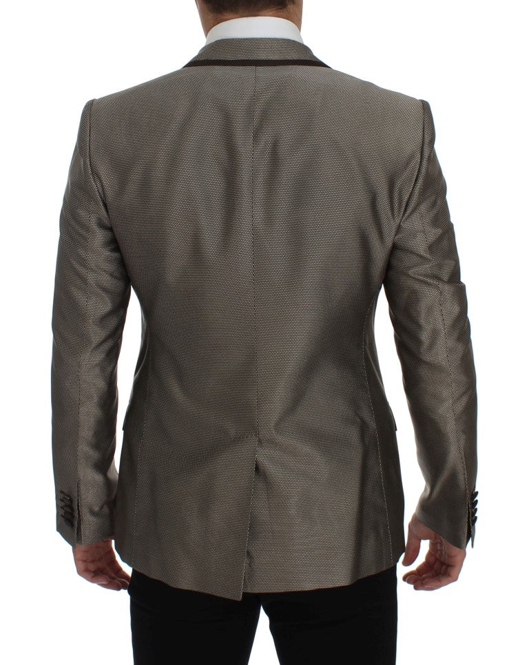 Dolce & Gabbana Brauner Slim Fit Seidenblazer mit zwei Knöpfen