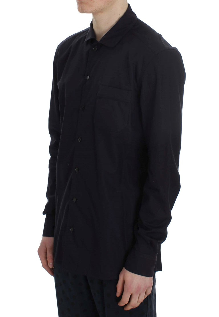 Dolce & Gabbana Lila gestreiftes Pyjama-Lounge-Shirt aus Baumwolle