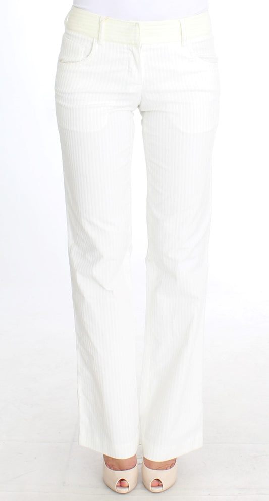 Ermanno Scervino Weiß gestreifte Straight Fit-Hose