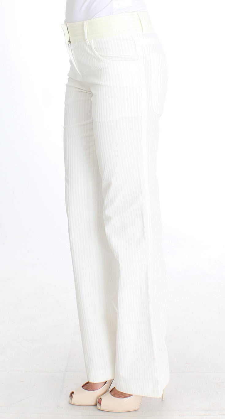 Ermanno Scervino Weiß gestreifte Straight Fit-Hose