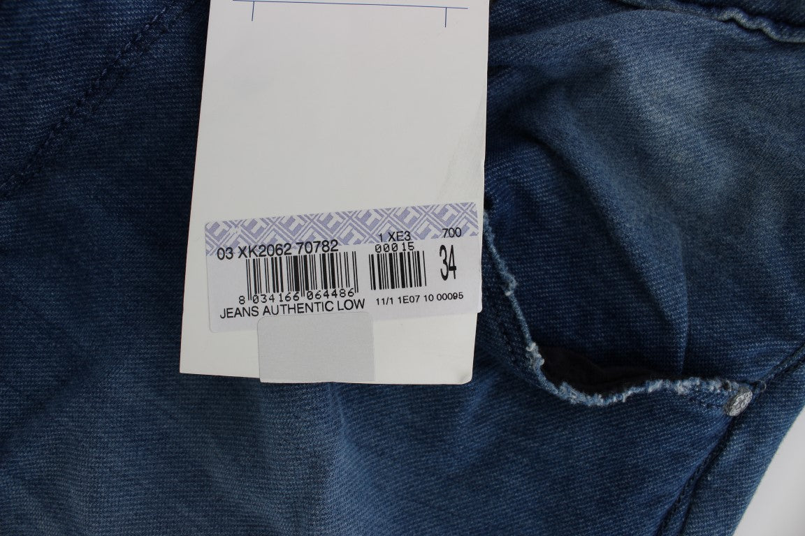 Acht Blaue Waschung Denim Baumwolle Stretch Slim Fit Jeans