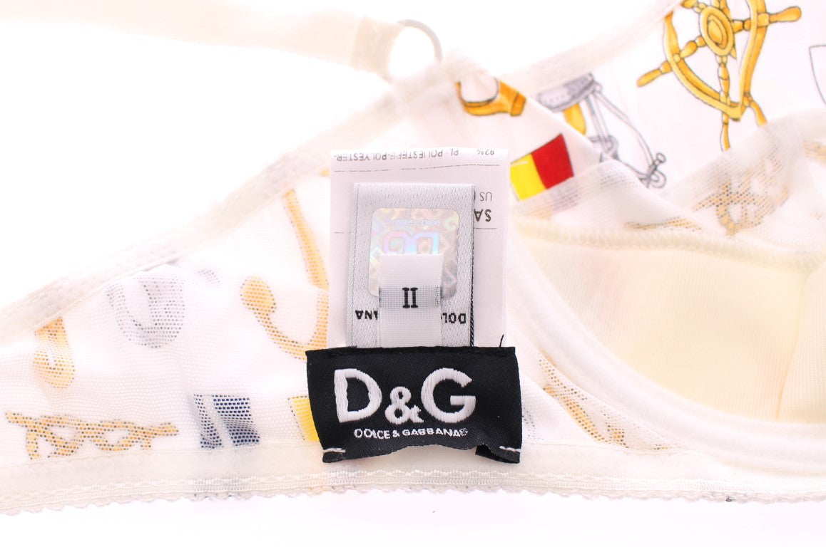 Dolce & Gabbana Weißer Matrosen-BH Panty Stretch-Unterwäsche