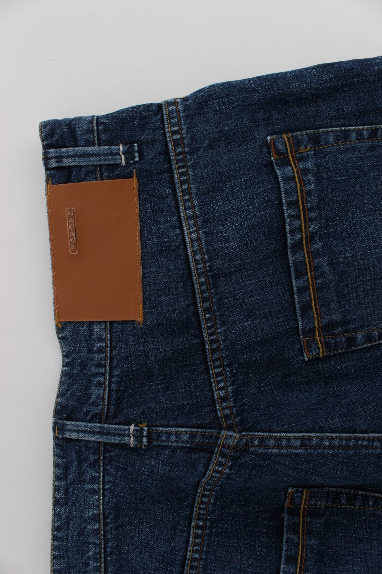 Acht Blaue Waschung Baumwolle Baggy Loose Fit Jeans