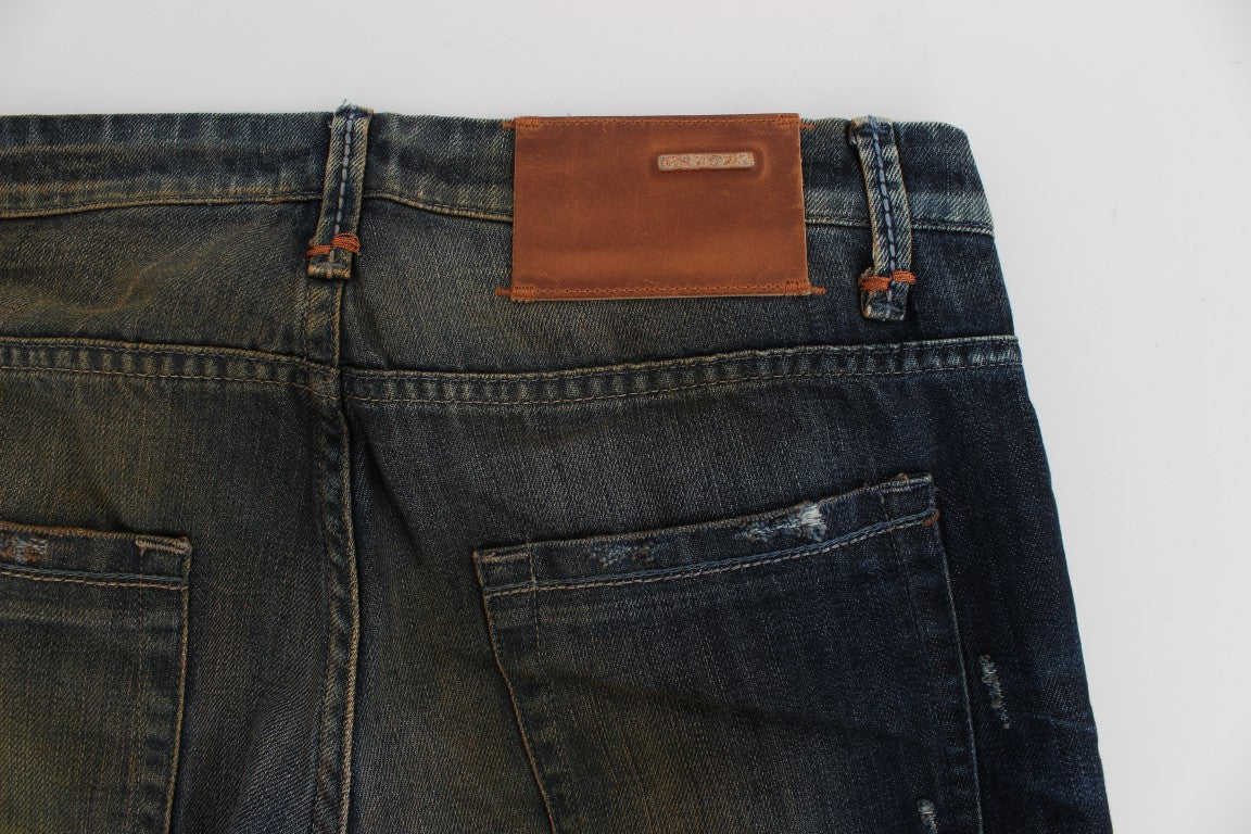 Acht Blaue Baumwollwaschung Regular Straight Fit Jeans