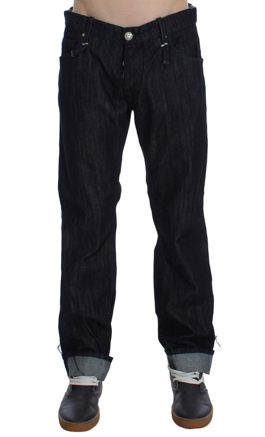 Acht Blaue Baumwolle Regular Straight Fit Jeans