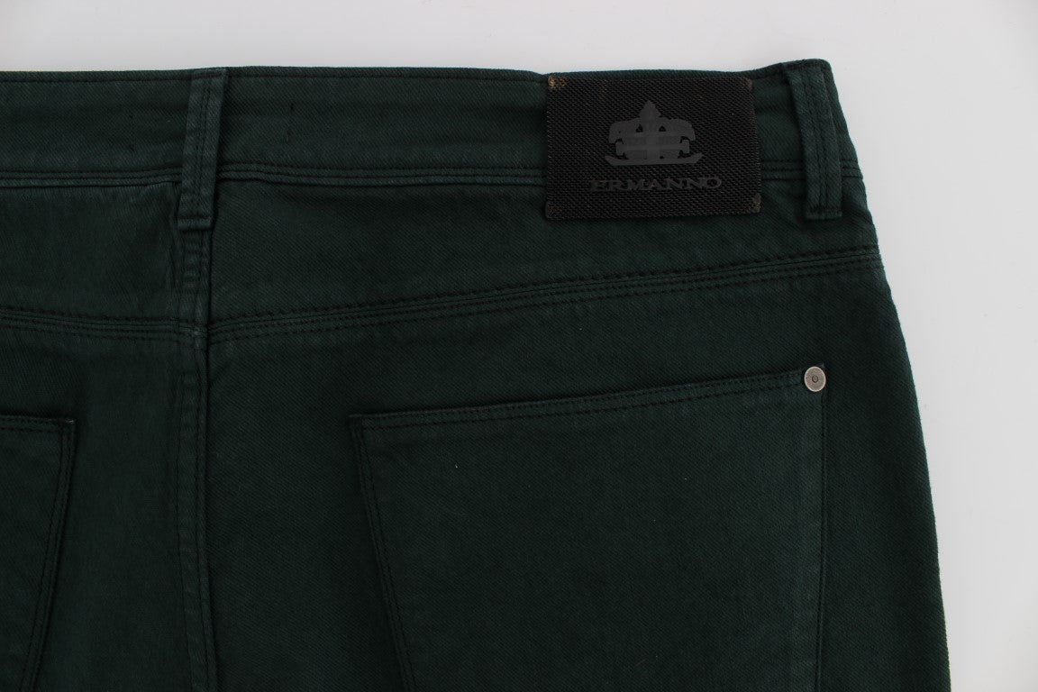 Ermanno Scervino Grüne Baumwoll-Denim Stretch Straight Fit Jeans