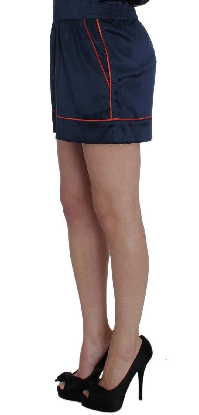 Dolce & Gabbana Blaue Seidenstretch-Schlafanzugshorts