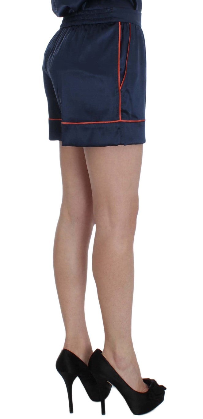 Dolce & Gabbana Blaue Seidenstretch-Schlafanzugshorts