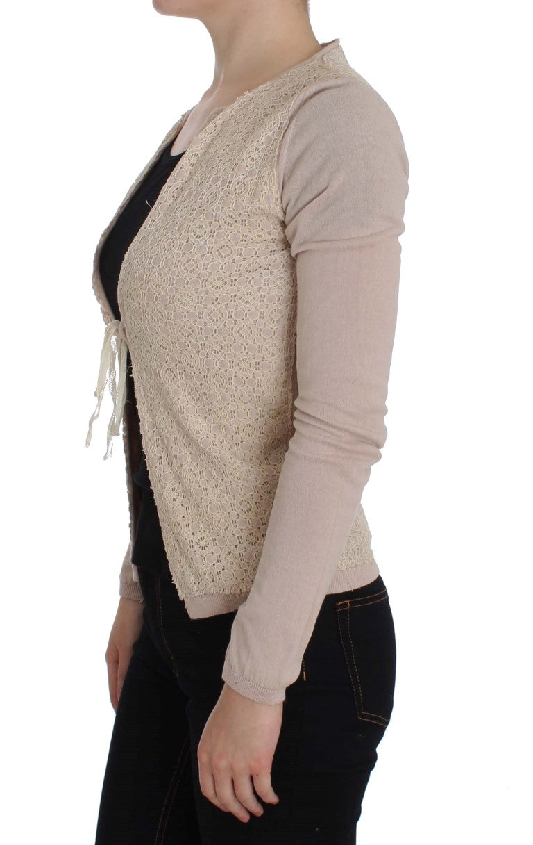 PINK MEMORIES Rosa geblümter Wickelpullover mit Spitze