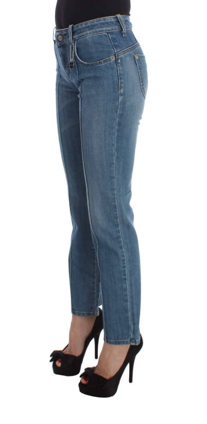 Costume National Blaue Slim Fit Cropped Jeans aus Baumwolle