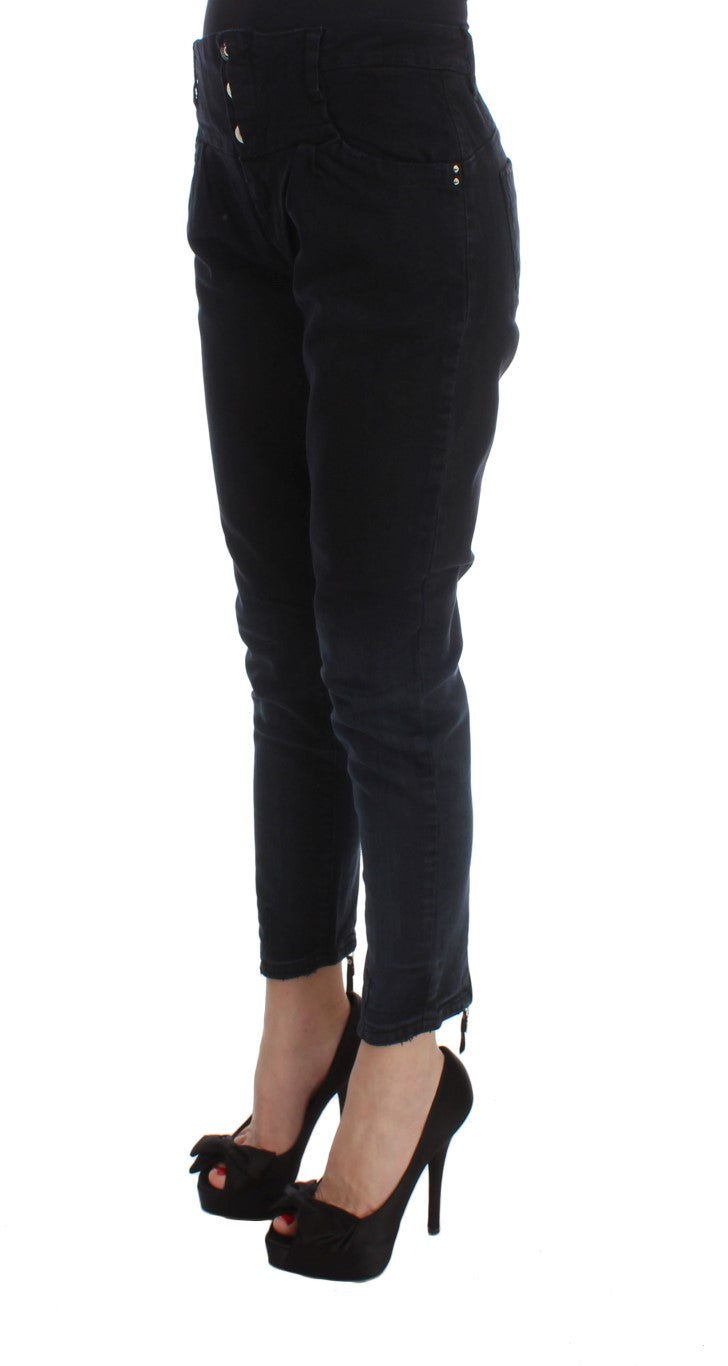 Costume National Schwarze Slim Fit Cropped Jeans aus Baumwolle