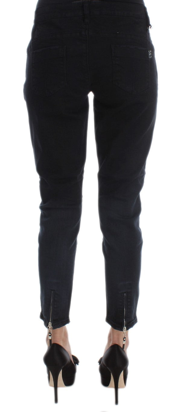 Costume National Schwarze Slim Fit Cropped Jeans aus Baumwolle