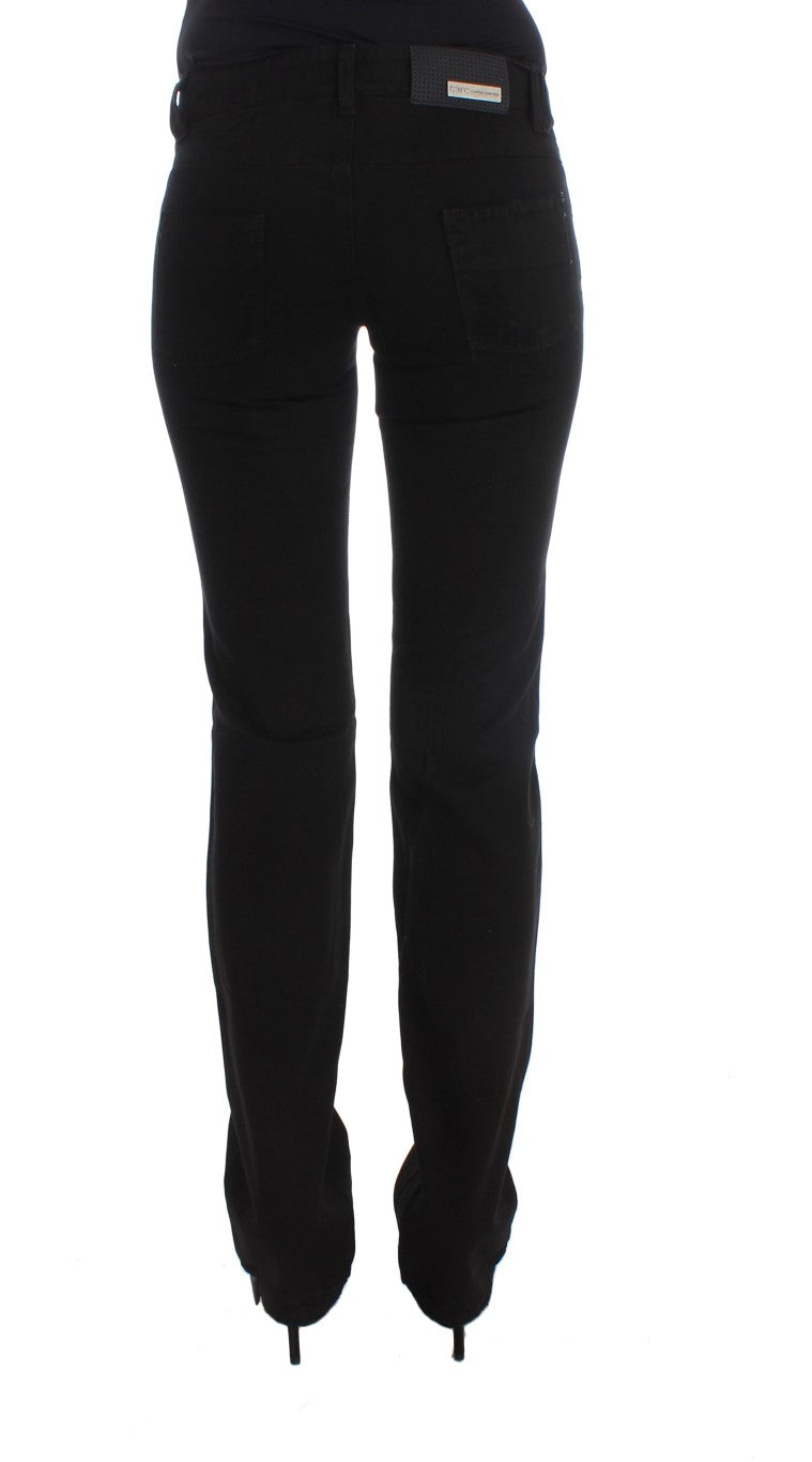 Costume National Schwarze Slim Fit Bootcut-Jeans aus Baumwolle