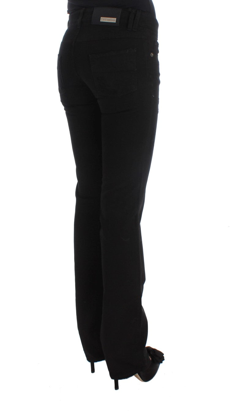 Costume National Schwarze Slim Fit Bootcut-Jeans aus Baumwolle
