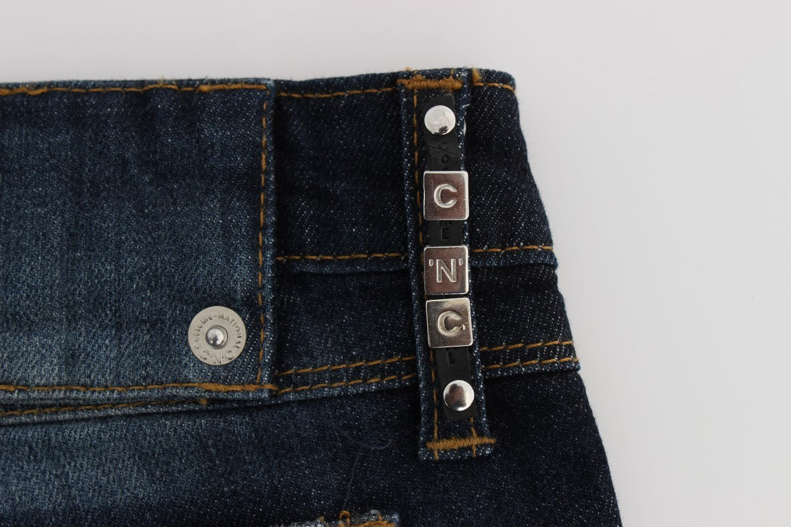 Costume National Blaue Slim Fit Bootcut-Jeans aus Baumwolle