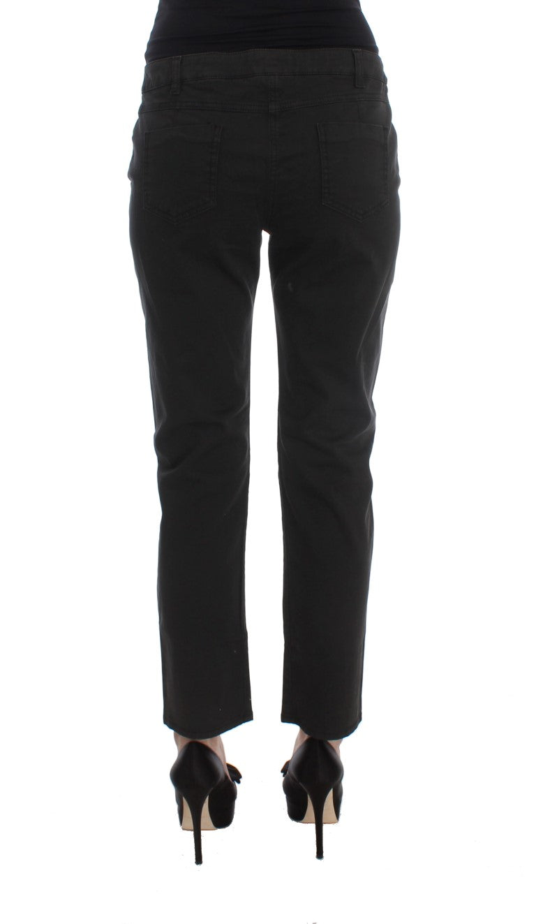 Costume National Schwarze Baumwoll-Capri-Cropped-Denim-Jeans