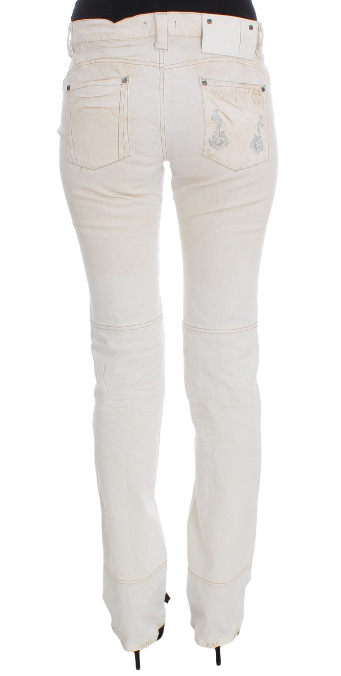 Costume National Weiße Slim Fit Bootcut Jeans aus Baumwolle