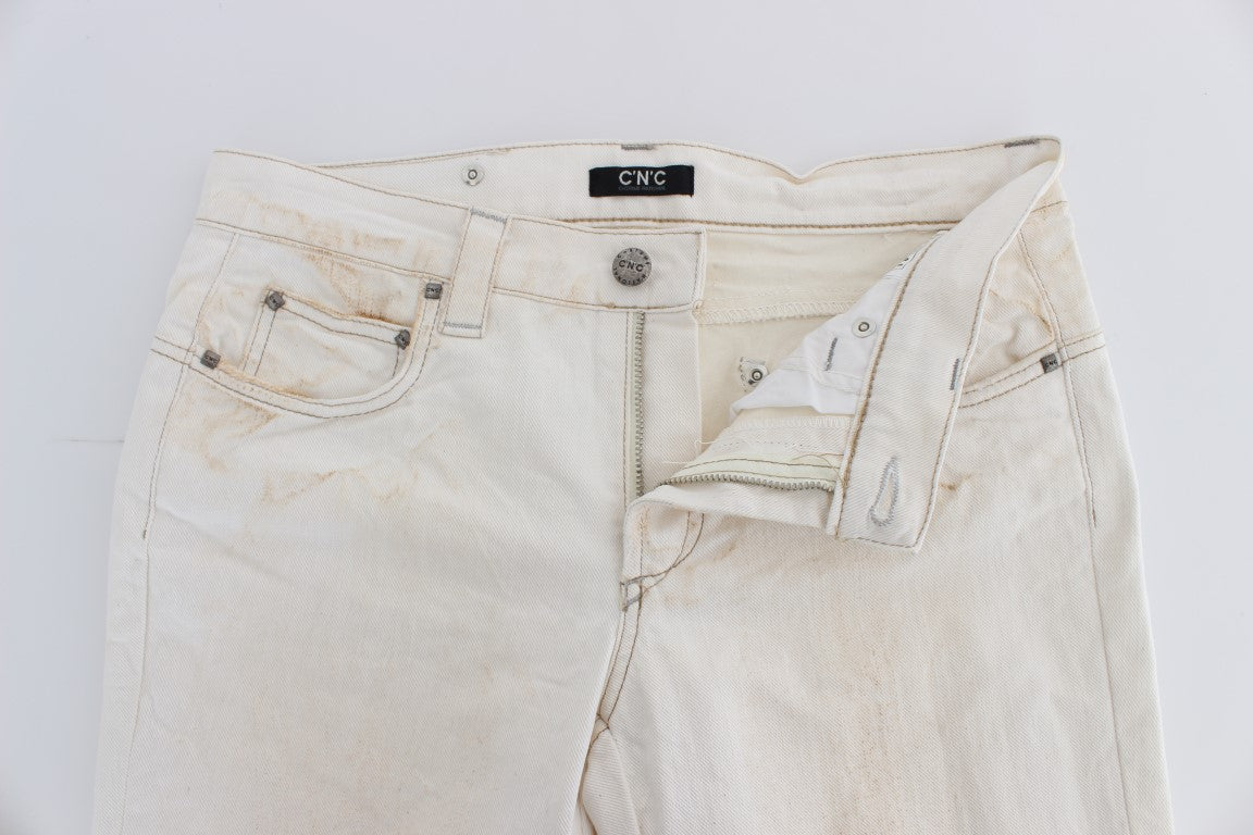 Costume National Weiße Slim Fit Bootcut Jeans aus Baumwolle