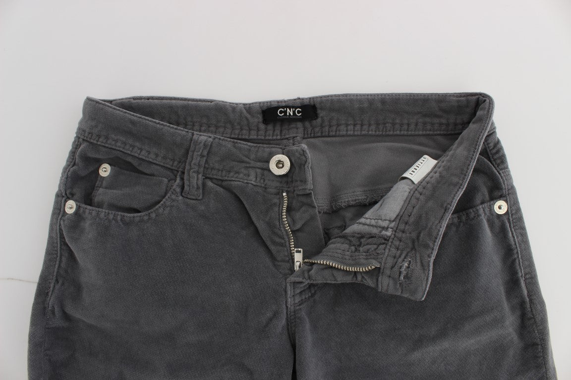 Costume National Graue Baumwolle Super Slim Corduroys Jeans